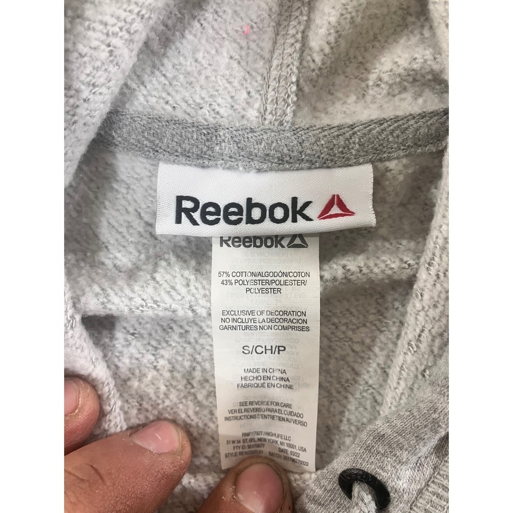 Reebok Gray Heathered Hoodie Sweatshirt Women's‎ Small Drawstring Hood - Picture 4 of 5